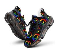 LGBT Flag Peace Sign Men's Running Shoe 7women/5men（EUR38） | Elastic Cushioned Breathable Mesh Non Slip Support Shock Training Comfort