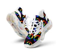 LGBT Flag Peace Sign Men's Running Shoe 7women/5men（EUR38） | Elastic Cushioned Breathable Mesh Non Slip Support Shock Training Comfort