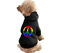 LGBT Flag Peace Sign Pet Suit with Hat Dog Hoodie Warm Clothes Comfort Sweatshirt Cute Outfit for Cat Puppies