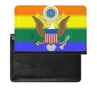 LGBT Flag United States Emblem Slim Passport Holder Credit Card Cover Travel Essentials Wallet