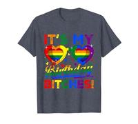 LGBT Funny It's My Birthday Bitches Gay Pride Rainbow T-Shirt, Men, Heather Blue, XX-Large