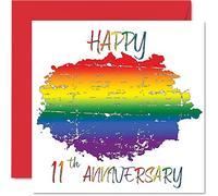 LGBT Gay 11th Anniversary Card for Husband Wife - Happy Aniversary - Happy 11th Wedding Anniversary Card for Partner, 145mm Gay Pride LGBT Greeting Cards Anniversaries