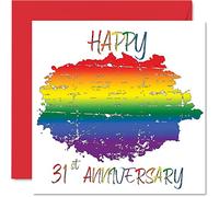 LGBT Gay 31st Anniversary Card for Husband Wife - Happy Aniversary - Happy 31st Wedding Anniversary Card for Partner, 145mm Gay Pride LGBT Greeting Cards Anniversaries