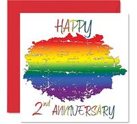 LGBT Gay Cotton Anniversary Card for Husband Wife - Happy Aniversary - Happy 2nd Wedding Anniversary Card for Partner, 145mm Gay Pride LGBT Greeting Cards Anniversaries