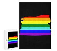 LGBT Gay Flag Funny Wooden Picture Vertical Version Puzzle Wood Jigsaw Creative Gift for Adults And Family Game