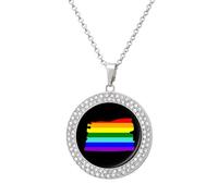 LGBT Gay Flag Vintage Necklace Gold Silver Pendant Jewelry Lady Multicolored Diamond Necklaces with Chain