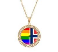LGBT Gay Norway Flag Personalized Picture Necklace Photo Pendant Custom Memorial Jewelry for Women