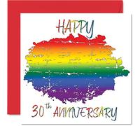 LGBT Gay Pearl Anniversary Card for Husband Wife - Happy Aniversary - Happy 30th Wedding Anniversary Card for Partner, 145mm Gay Pride LGBT Greeting Cards Anniversaries