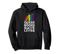LGBT Gay Pride Awareness - QUEER BOOKS SAVE LIVES Pullover Hoodie