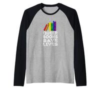 LGBT Gay Pride Awareness - Queer Books Save Lives Raglan Baseball Tee