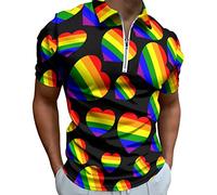 LGBT Gay Pride Flag Men's Polo Shirts Short Sleeve Golf Tennis T-Shirt Casual Work Tee Tops M