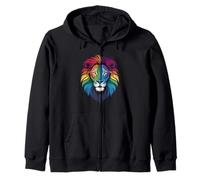 LGBT Gay Pride Flag Proud Lion - LGBT Gay Pride Zip Hoodie