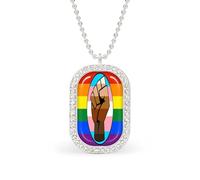 LGBT Gay Trans BLM Fist Flag Brilliant White Diamond Necklaces Dainty Pendant Necklace Trendy Metal Jewelry Gift for Women