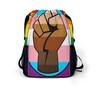 LGBT Gay Trans BLM Fist Flag Gym Drawstring Bag with Shoe Compartment
