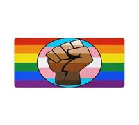 LGBT Gay Trans BLM Fist Flag Large Gaming Mouse Pad with Stitched Edges Non-Slip Long Desk Pads for Office Home Keyboard