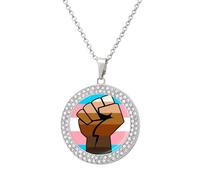 LGBT Gay Trans BLM Fist Flag Stylish Circle Necklace Pendant Multicolored Diamond Necklaces Jewelry Gift for Women