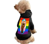LGBT Gay Trans BLM Fist Flag Warm Dog Hooded Sweatshirt with Hat Soft Pet Pullover Clothes for Small Medium Large Pets