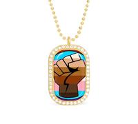 LGBT Gay Trans Proud Fist Flag Custom Photo Necklace Personalized Picture Pendant Memory Jewelry for Women