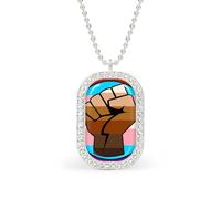 LGBT Gay Trans Proud Fist Flag Custom Photo Necklace Personalized Picture Pendant Memory Jewelry for Women