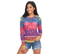 LGBT Glitter Rainbow Pride Flag Womens See Through Tops Summer Casual Clubwear T Shirt, Lgbt Glitter Rainbow Pride Flag, M