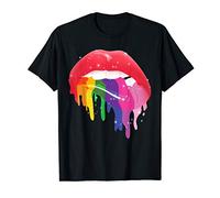 LGBT Glossy Rainbow Gay Pride Dripping Lips T-Shirt