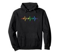 LGBT Heartbeat Gay Lesbian Bisexual Transgender Rainbow Flag Pullover Hoodie