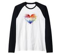 LGBT Heartbeat Watercolor LGBT Parade Gay Pride Rainbow Raglan Baseball Tee