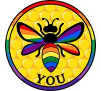 LGBT Honey Bee You - Be Yourself - Gay Pride Bumper Sticker | LGBTQ Rainbow Flag Premium Vinyl Decal 3 x 3 for Car Auto Equality LGBTQIA Coexist Progress Sign + Better Than Magnets Sticks Anywhere