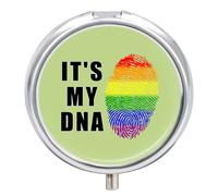 LGBT It's My DNA Round Pill Box Organiser 3 Compartment Portable Medicine Case