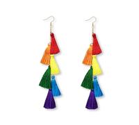 LGBT Love Pride Earrings for Women Rainbow Heart Pride Earrings for Colorful Long Tassel Dangle Drop Earring, One Size, Alloy Steel, No Gemstone