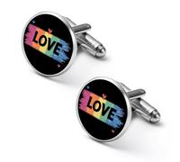 LGBT Love Rainbow Shirt Cufflinks Round Cuff Links Classic Shirt Studs Jewelry Gifts for Wedding Business