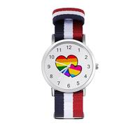 LGBT Pansexual Double Love Hearts Classic Braided Strap Watches for Women Trendy Quartz Watch
