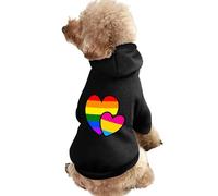 LGBT Pansexual Double Love Hearts Printed Dog Hoodie Breathable Soft Cat Sweatshirt for Small Medium Large L