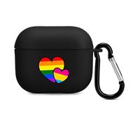 LGBT Pansexual Double Love Hearts Trendy Bluetooth Earbuds Protector Colorful Wireless Earbud Case Covers Compatible with Airpods 3
