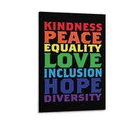 LGBT Poster Rainbow Flag Peace Love Hope Pride Flag Inclusion Quotes-gigapixel Poster Painting Canvas Wall Art Living Room Posters Painting 12x18inch(30x45cm)