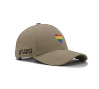 LGBT Pride Baseball Cap for Men Women, Gay Lesbian Love Embroidered Rainbow Heart Hat Kakhi