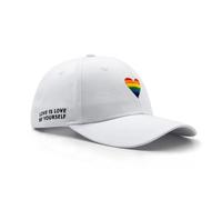LGBT Pride Baseball Cap for Men Women, Gay Lesbian Love Embroidered Rainbow Heart Hat White