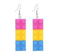 LGBT Pride Flag Building Bricks Earrings Acrylic LGBT Rainbow Building Block Drop Dangle Earrings Gay Bisexual Transgender Lesbian Pride Month Costume Accessories, Acrylic, No Gemstone
