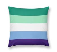LGBT Pride Flag Gay Men Five Stripes Decorative Outdoor Throw Pillow Cover Garden Farmhouse Cushion Case Soft Bedroom Square Cushion Case
