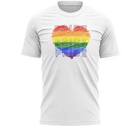LGBT Pride Heart Mens T Shirt LGBTQI Rainbow Tee History Month Top Awareness, 3XL, White