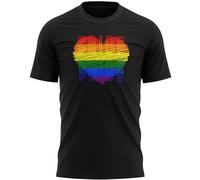 LGBT Pride Heart Mens T Shirt LGBTQIA+ Rainbow Tee History Month Top Awareness, M, Black