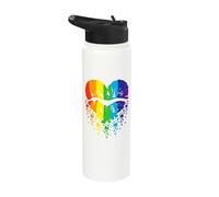 LGBT Pride Lips with Hearts, Rainbow Colors Stainless Steel Insulated Water Bottle