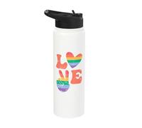 LGBT Pride, Love, Heart, Peace, Retro Vintage Stainless Steel Insulated Water Bottle