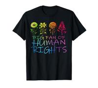 LGBT Pride Month Big Fan Human Rights Flowers Rainbow Flag T-Shirt