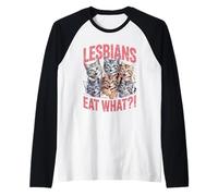 LGBT Pride Month Lesbian | Lesbians Eat What Cute Cat Humor Raglan Baseball Tee