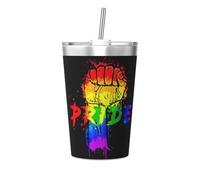 LGBT Pride Rainbow Gay Pride Day Insulated Tumblers and Straw 12 Oz Stainless Steel Tumbler Cups with Lid for Hot and Cold Drinks