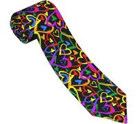 Lgbt Pride Rainbow Love Heart Silk Ties For Men Casual Necktie Funny Neck Tie For Outfit Accessory Parties Gift