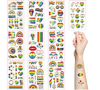LGBT Pride Rainbow Temporary Tattoos,10 Sheets Mixed Rainbow Style Patterns Waterproof Gay Pride Day Face Body Tattoo Stickers for Women Men Pride Parades Festival Party Supplies
