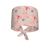 LGBT Pride Transgender Pride Breathable Scrub Hat for Nurses & Doctors Adjustable Working Cap with Moisture-Wicking Fabric, Pink Uterus Hearts Flowers, One Size