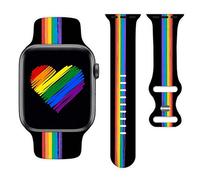 LGBT Pride Watch Band Compatible with Apple Watch Band 38mm 40mm 41mm 42mm 44mm 45mm, Rainbow Silicone Replacement Strap for iWatch Series 7 Series 6 5 4 3 2 1 SE, Gift